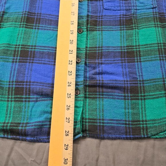 American Eagle Flannel Shirt Women's Size Large Plaid Button Up Green Blue Black - Picture 6 of 9